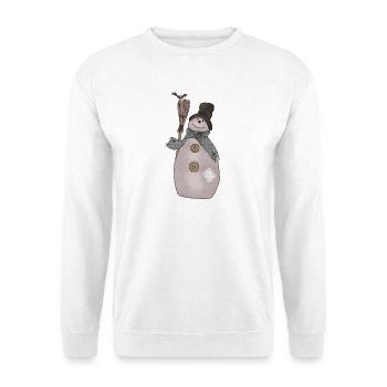 Schaebiger_Schneemann - Unisex Pullover - Weiß - Vorne - Alina (178cm) & Michal (187cm)
