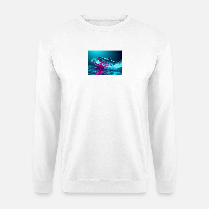 Neon Shark Sprinter Design - Unisex Sweatshirt - white