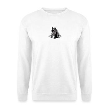 Stilisiertes Schwarzes Pferd - Unisex Pullover - Weiß - Vorne