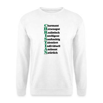 Christian Vorname,Namensschild,Name,Fun Shirt (25) - Unisex Pullover - Weiß - Vorne