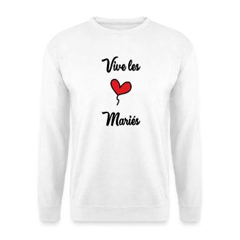 COUPLE. JUST MARRIED. EVJF. SAINT VALENTIN. LOVE. - Sweat-shirt Unisexe - blanc - Devant