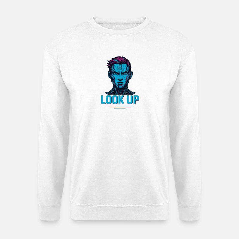 Futuristischer Roboter Blick - Unisex Pullover - Weiß