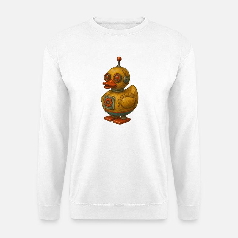 Retro Tin Robot Duck - Unisex Sweatshirt - white