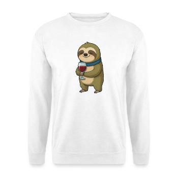 Cute Sloth Wine Lover Cartoon Red Wine - Unisex Sweatshirt - white - Front
