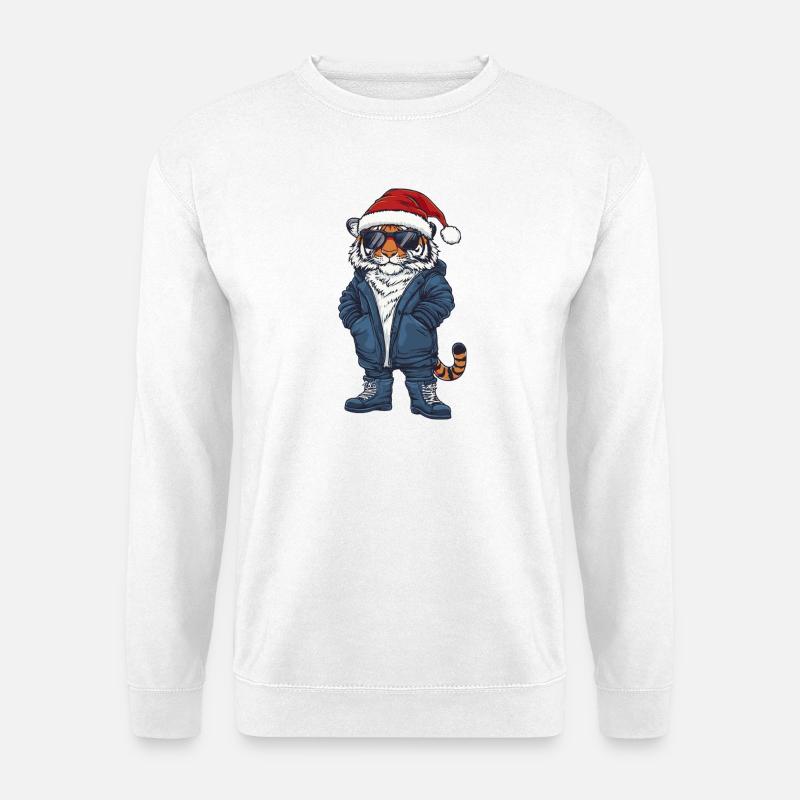 Tiger Weihnachten Winter - Unisex Pullover - Weiß