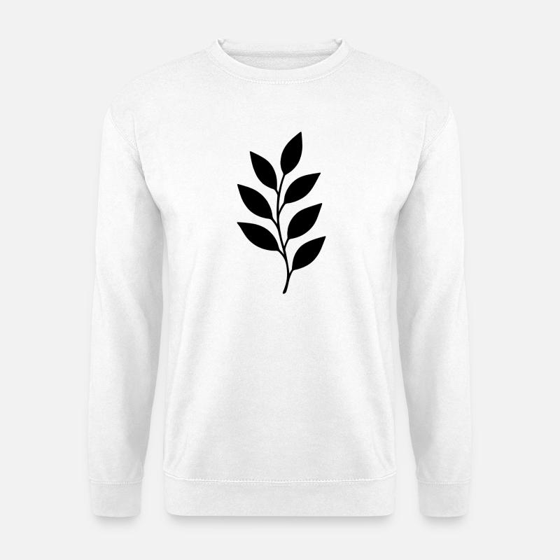 Zweig mit Blättern Silhouette - Unisex Pullover - Weiß
