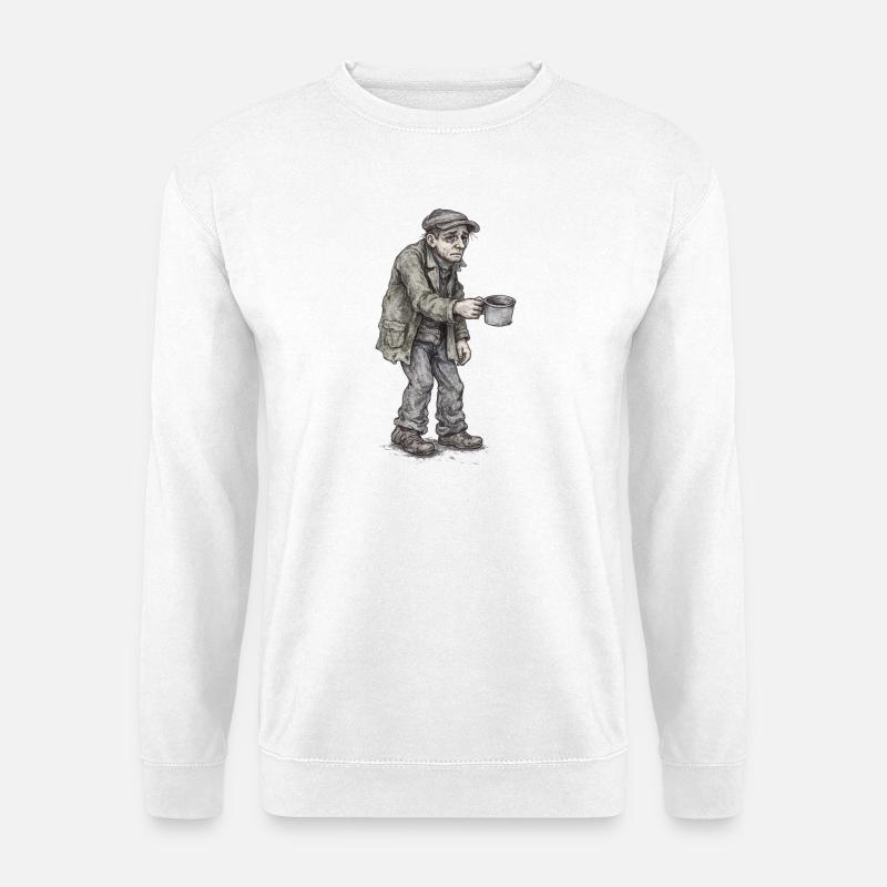 Trauriger Bettler | Straßenwanderer Becher - Unisex Pullover - Weiß