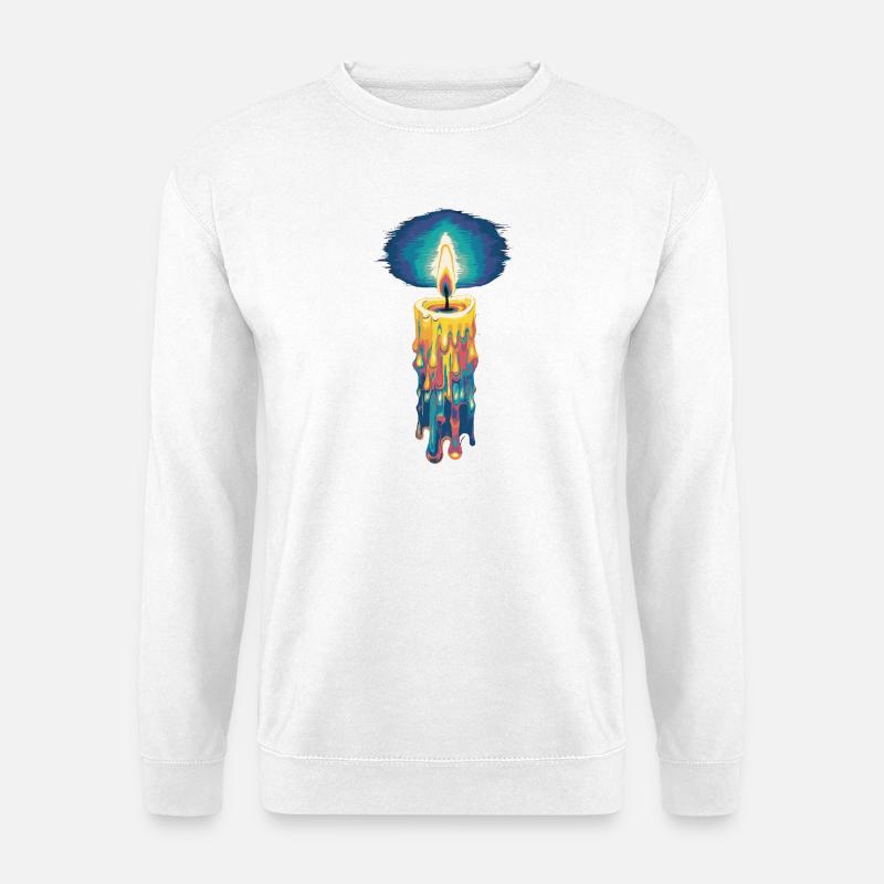 Glaubenslicht Kerze Retro Spirit Design - Unisex Pullover - Weiß