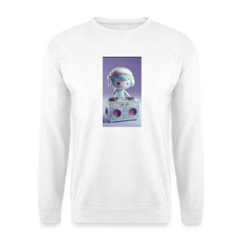 Pastell DJ Puppe am Turntable - Unisex Pullover - Weiß - Vorne
