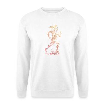 Puristisches Running Thema - Unisex Pullover - Weiß - Vorne - Alina (178cm) & Michal (187cm)