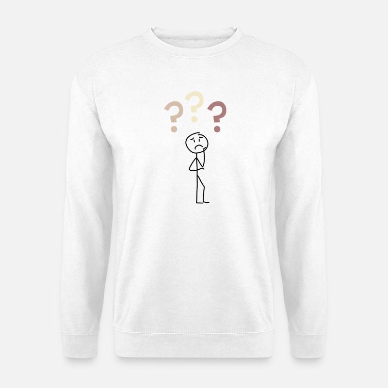 Three Question Marks – Minimal Mystery Design - Unisex Pullover - Weiß