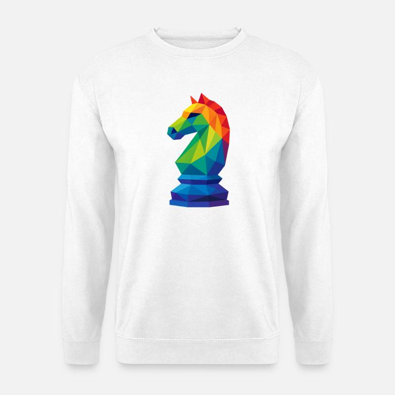 Cavalier Low-Poly : La Maîtrise Tactique - Sweat-shirt Unisexe - blanc