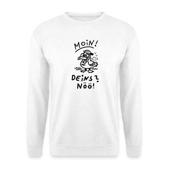 Moin Deins Nöö Möwe Nordisch Meer Witziger Spruch - Unisex Pullover - Weiß - Vorne