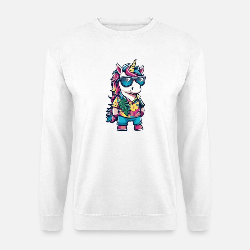 Einhorn Comic Urlaub - Unisex Pullover - Weiß
