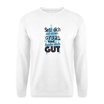 Finde dich gut - Unisex Pullover - Weiß - Vorne - Alina (178cm) & Michal (187cm)