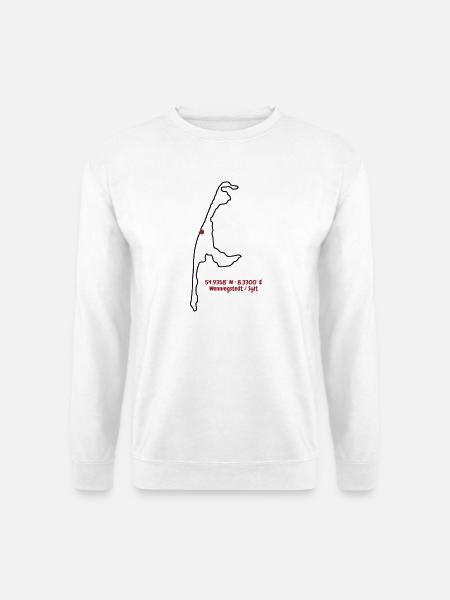 Wenningstedt Sylt Koordinaten Insel Silhouette - Unisex Pullover - Weiß