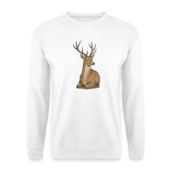 Hirsch - Unisex Pullover - Weiß - Vorne - Alina (178cm) & Michal (187cm)