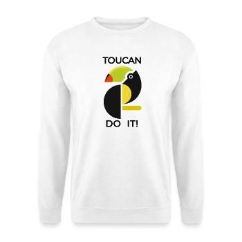 Abstrakter Tukan TOUCAN DO IT - Unisex Pullover - Weiß - Vorne - Alina (178cm) & Michal (187cm)