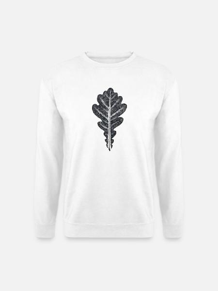 Eichenblatt / Botanischer Blätter - Abdruck - Unisex Pullover - Weiß