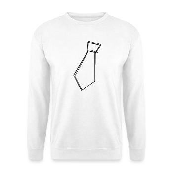 Krawatte handgezeichnet - Unisex Pullover - Weiß - Vorne - Alina (178cm) & Michal (187cm)