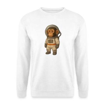 Affe als Astronaut – Weltraum-Abenteuer - Unisex Pullover - Weiß - Vorne - Alina (178cm) & Michal (187cm)