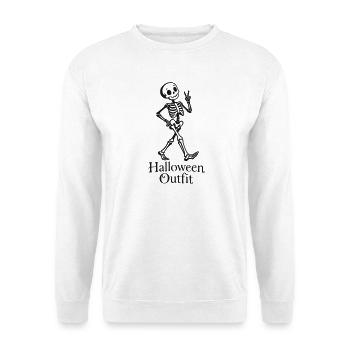 Faules Halloween-Outfit Skelettfrieden - Unisex Pullover - Weiß - Vorne - Alina (178cm) & Michal (187cm)