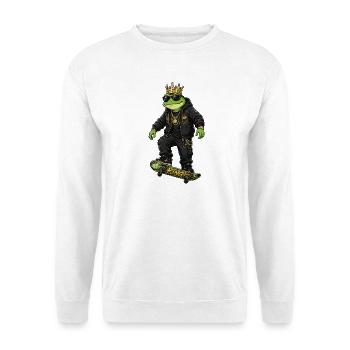 Royal Frog King Streetwear - Unisex Pullover - Weiß - Vorne - Alina (178cm) & Michal (187cm)