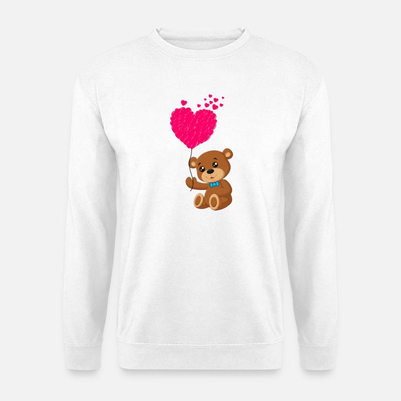 Teddybär mit Herz - Unisex Pullover - Weiß