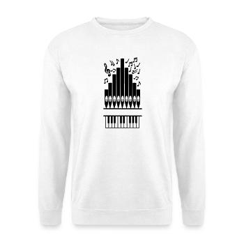 Logo Kirchenorgelmusik Töne mit Orgelpfeifen - Unisex Pullover - Weiß - Vorne