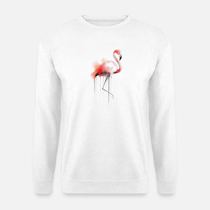 Flamingo Aquarell - Unisex Pullover - Weiß