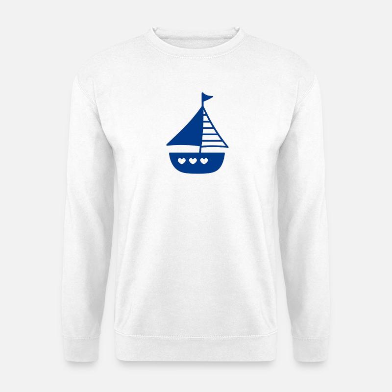 Verspieltes Herzboot Design - Unisex Pullover - Weiß