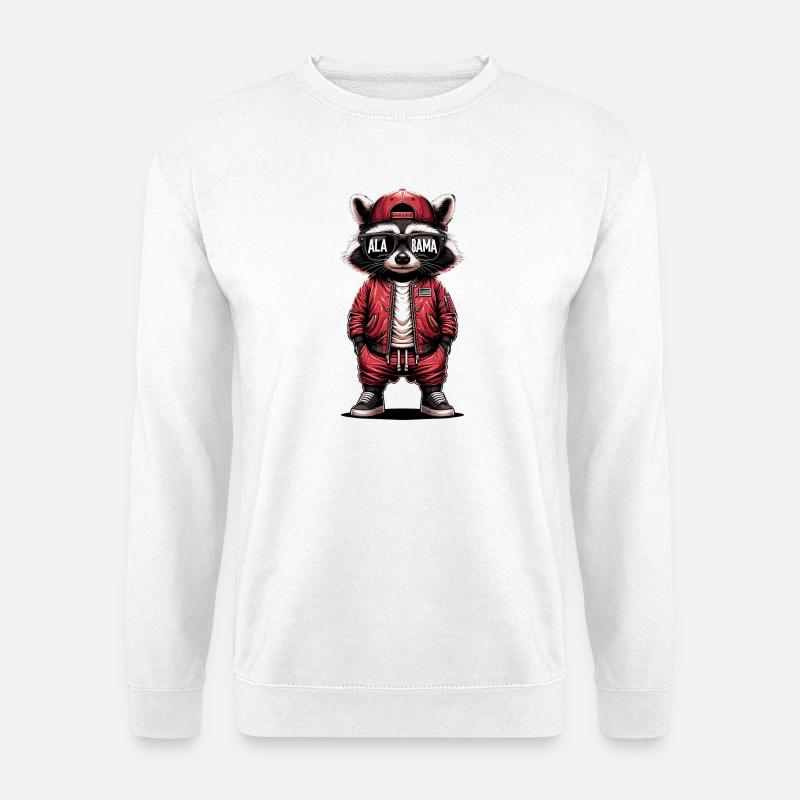 Waschbär in roter Bomberjacke - Unisex Pullover - Weiß
