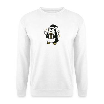 Penguin with gift and Santa hat - Unisex Sweatshirt - white - Front