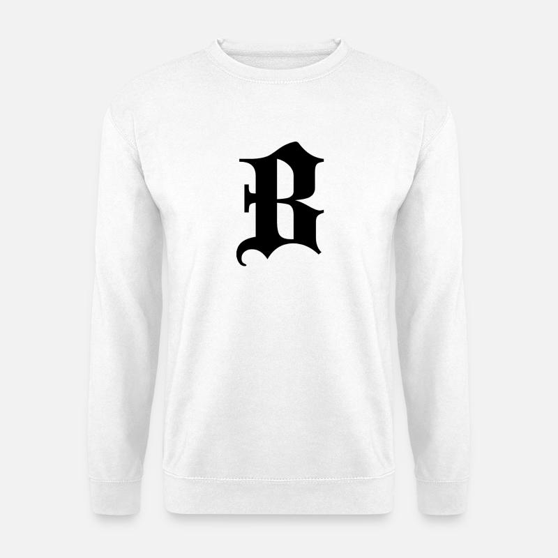 Verziertes gotisches B-Monogramm - Unisex Pullover - Weiß