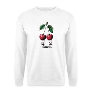 Illustration de cerises avec un look vintage de feuilles - Sweat-shirt Unisexe - blanc - Devant