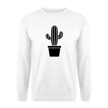 Kaktus Silhouette im Topf Pflanzenmotiv - Unisex Pullover - Weiß - Vorne