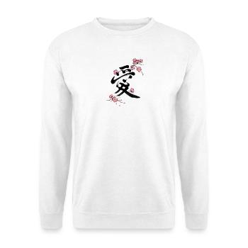 Kanji japonais amoureux avec la Sakura en fleurs de cerisier - Sweat-shirt Unisexe - blanc - Devant