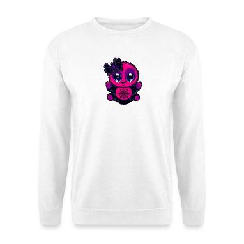 Kawaii Spinnenbaby mit Netz - Unisex Pullover - Weiß - Vorne - Alina (178cm) & Michal (187cm)
