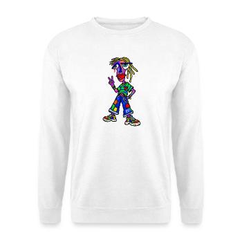 Vibrantes Punk Patch Outfit - Unisex Pullover - Weiß - Vorne - Alina (178cm) & Michal (187cm)