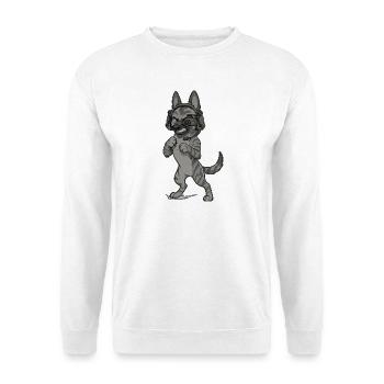 Ripley der Malinois – Treue und Überleben - Unisex Pullover - Weiß - Vorne - Alina (178cm) & Michal (187cm)
