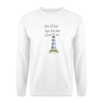 Für Dich lass ich das Licht an - Unisex Pullover - Weiß - Vorne - Alina (178cm) & Michal (187cm)
