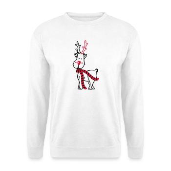Rentier mit Schal - Unisex Pullover - Weiß - Vorne