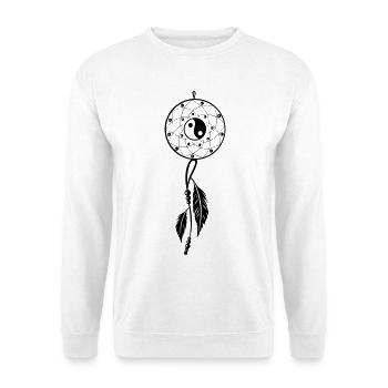 Traumfänger mit Federn und Yin & Yang - Unisex Pullover - Weiß - Vorne