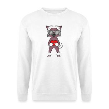 Chinesischer Schopfhund mit Sonnenbrille und Herz - Unisex Pullover - Weiß - Vorne