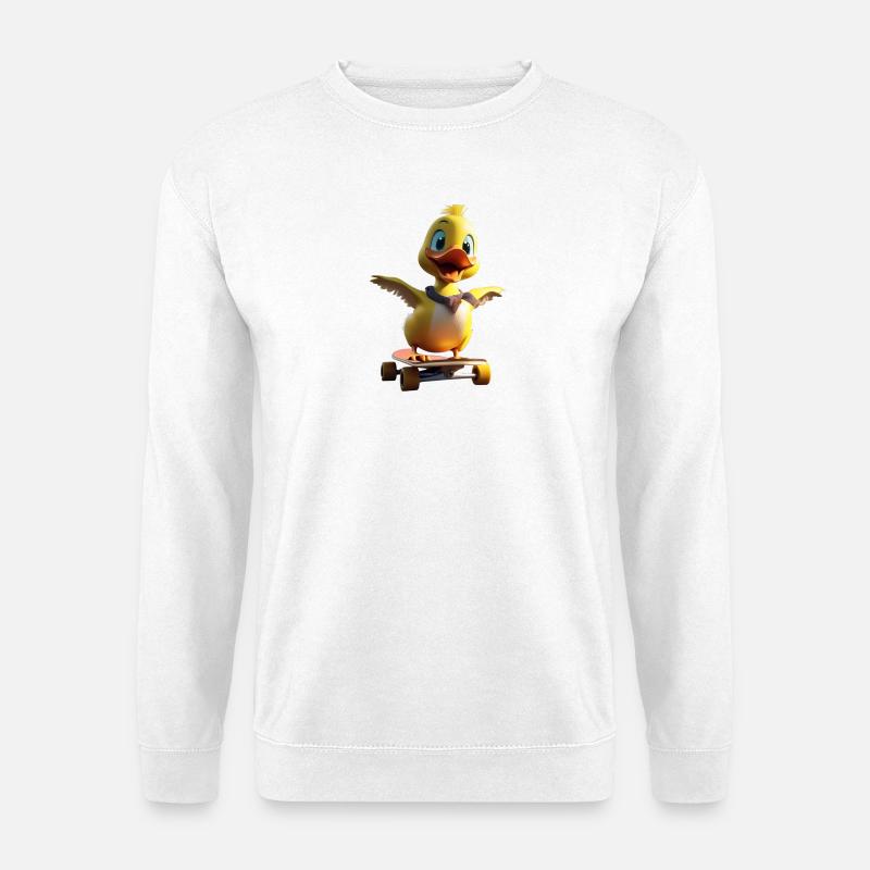 Skateboard-Entenporträt - Unisex Pullover - Weiß