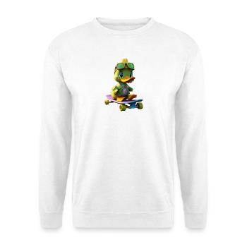 Héros canard skateur sur skateboard - Sweat-shirt Unisexe - blanc - Devant
