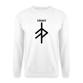 Wikingerrune Symbol Gnade, Barmherzigkeit Text GNADE - Unisex Pullover - Weiß - Vorne