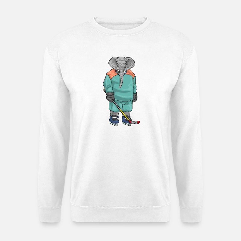 Elefant Eishockey Eishockeyschläger - Unisex Pullover - Weiß