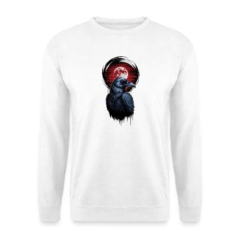 Corbeau devant une pleine lune rouge sang Corbeau nocturne mystique - Sweat-shirt Unisexe - blanc - Devant