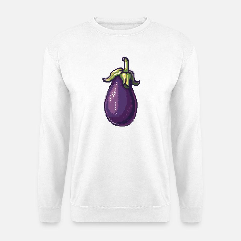 Retro Pixel Aubergine Illustration - Unisex Pullover - Weiß